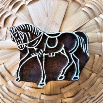 Pferd mit Sattel Holzstempel
